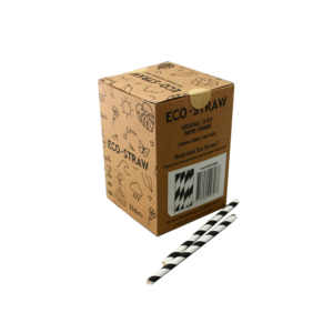 ECO PAPER COCKTAIL STRAW  BLACK/WHITE STRIPE