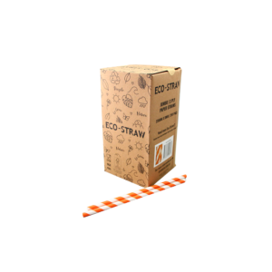 ECO PAPER JUMBO STRAW ORANGE/WHITE