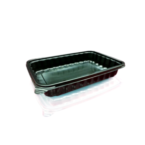 DURABLE PLASTIC 850ML CONTAINER BLACK AND CLEAR LID SET