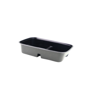 1500ML 2 COMPARTMENT RECTANGULAR CONTAINER BLACK