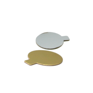 8CM ROUND CAKE TAB BASE GOLD& SILVER